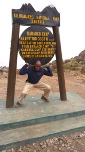 David Thuo Climbing Mt Kilimanjaro at the Baranco camp